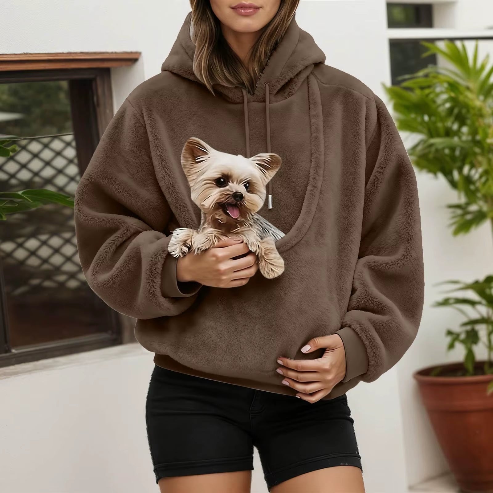 Unisex Pet Carrier Hoodie Cat Dog Bag Long Sleeve Sweatshirt Multiple Colors Plush Daily Wear Fashion Accessory