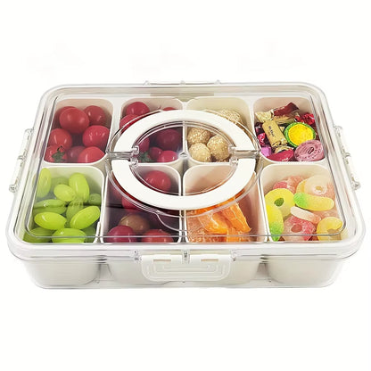 4Grid /8 Grid Snack Box Container, Portable Travel Charcuterie Board with Lid, Refrigerator Food Storage Box, Snack Organizer