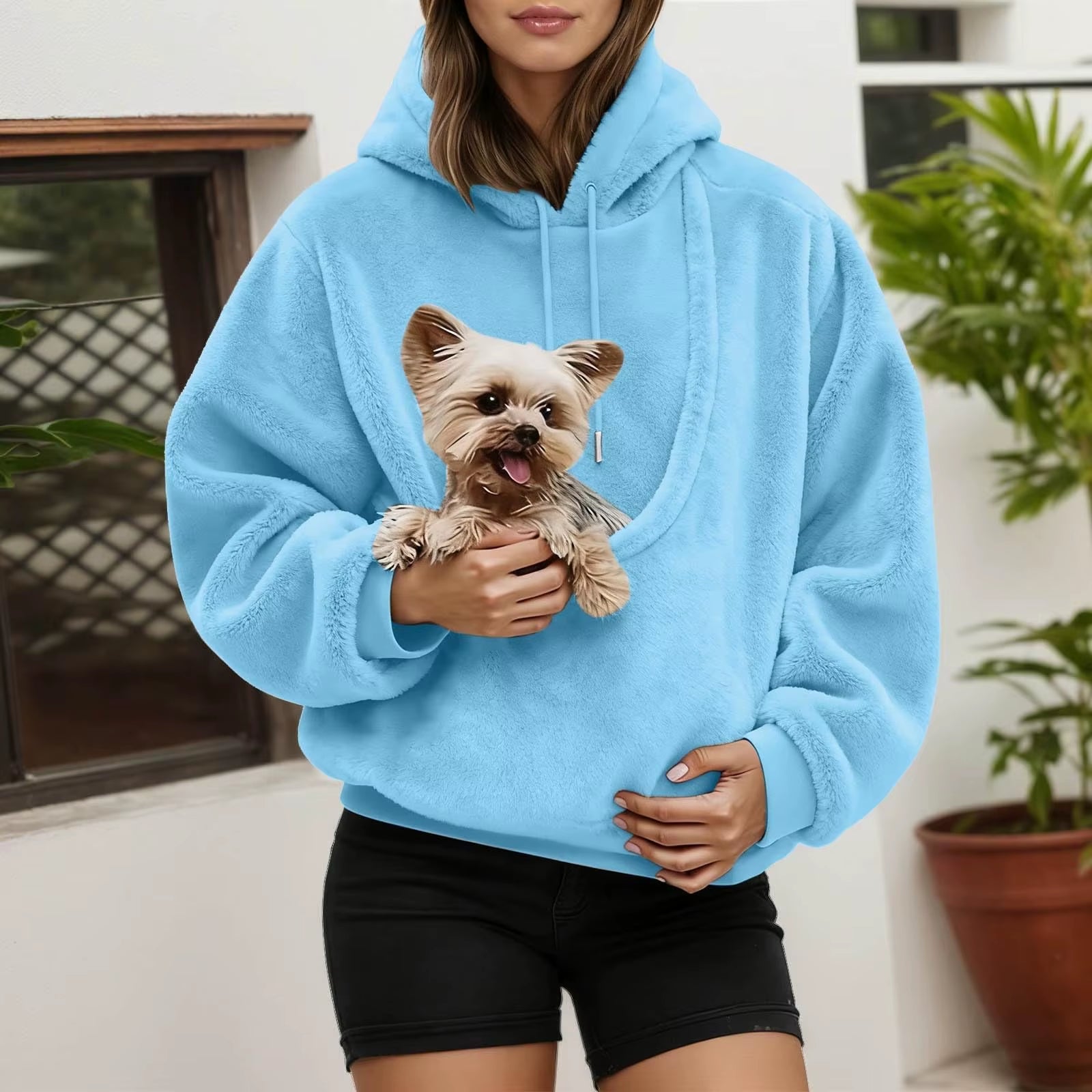 Unisex Pet Carrier Hoodie Cat Dog Bag Long Sleeve Sweatshirt Multiple Colors Plush Daily Wear Fashion Accessory